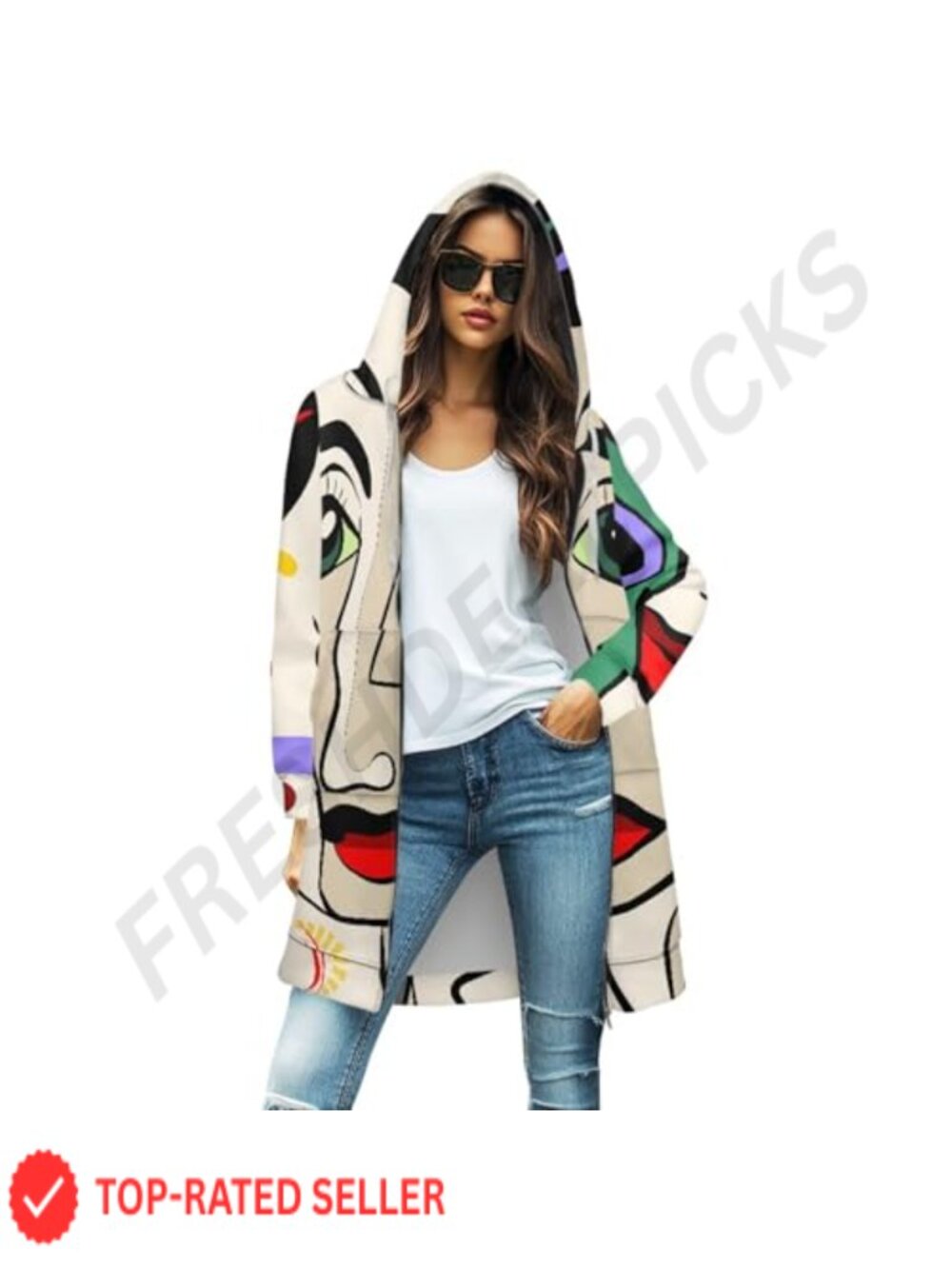 Women's Zip Up Hoodie Long Tunic Sweatshirt Loose Fit